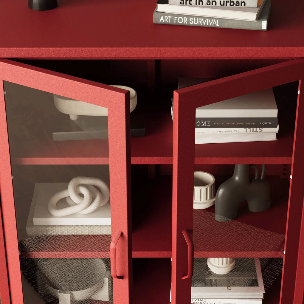 Vitrína GINA, 800 x 1015 x 400 mm, Modern: červená farba