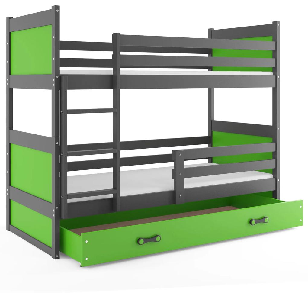 Poschodová posteľ RICO 2 - 190x80cm - Grafitový - Zelený
