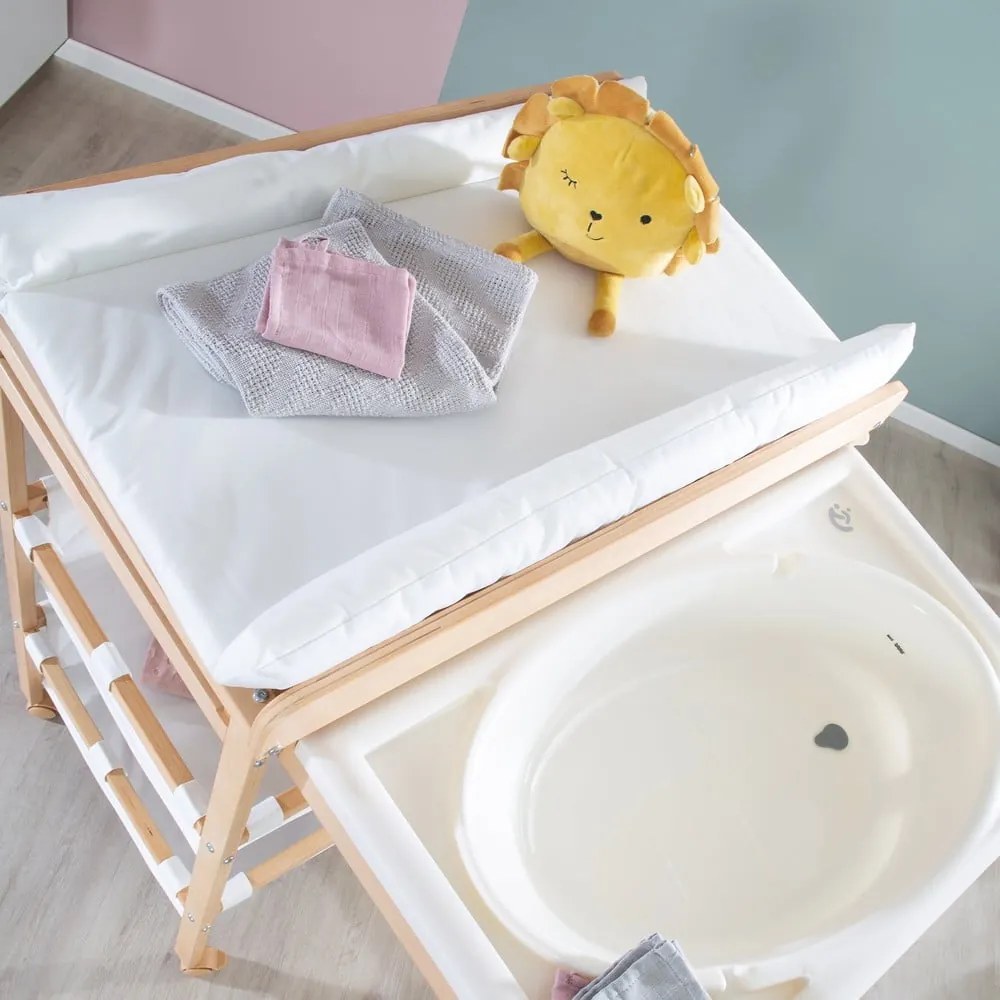 Prebaľovací pult v dekore brezy v bielo-prírodnej farbe Baby Pool – Roba