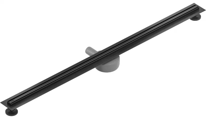 MEXEN Flat nerezový sprchový žľab s rotačným 360° sifónom 180 cm, vzor SLIM, čierna matná, 1741180