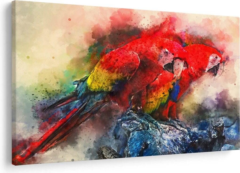 Obraz červených papagájov ara (90x60 cm)