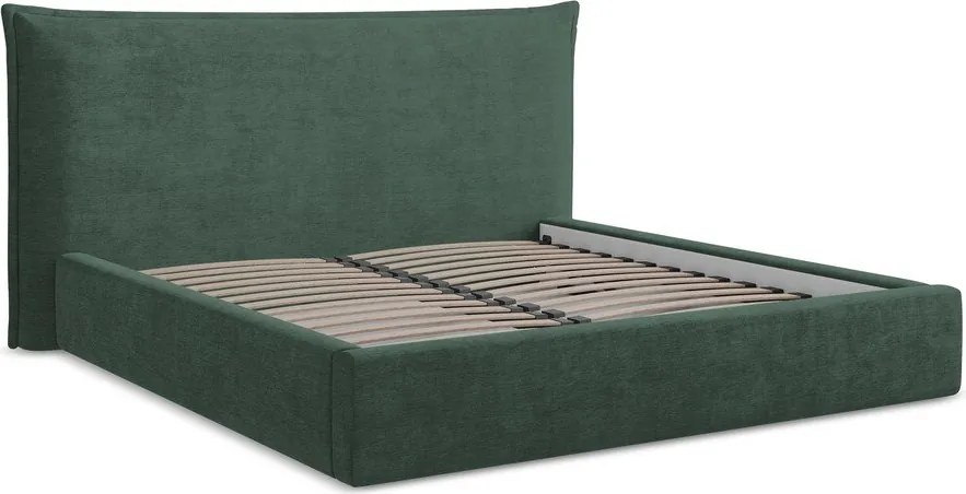 Zelená čalúnená dvojlôžková posteľ s úložným priestorom s roštom 180x200 cm Esala – Makamii