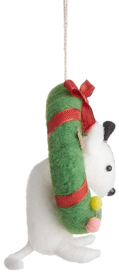 HANG ON Plstená ozdoba pes s adventným vencom