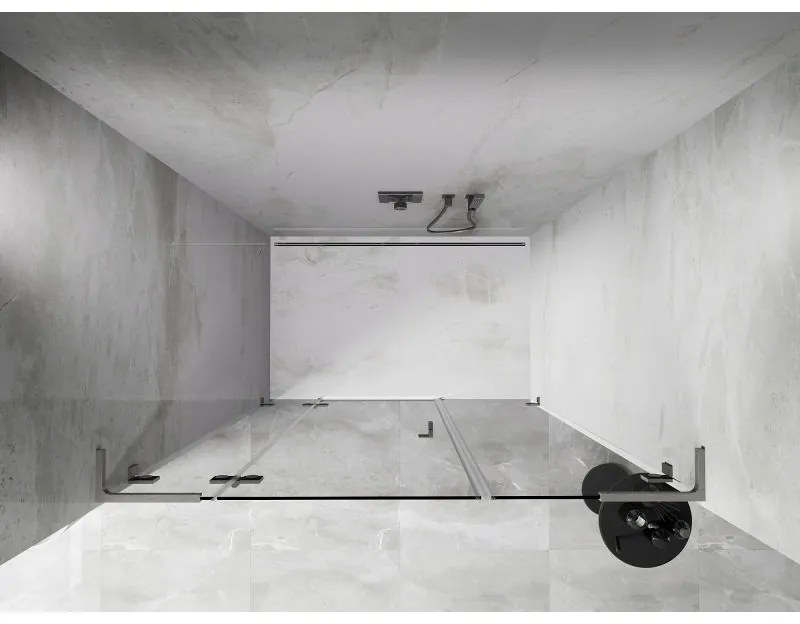 Mexen Lunar L, Otočné ľavé sprchové dvere 125 cm, 8mm číre sklo, oceľový profil, 834SL-125-050-97-00-L