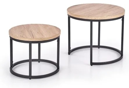 Sada 2x konferenčný stolík JENO dub/čierna