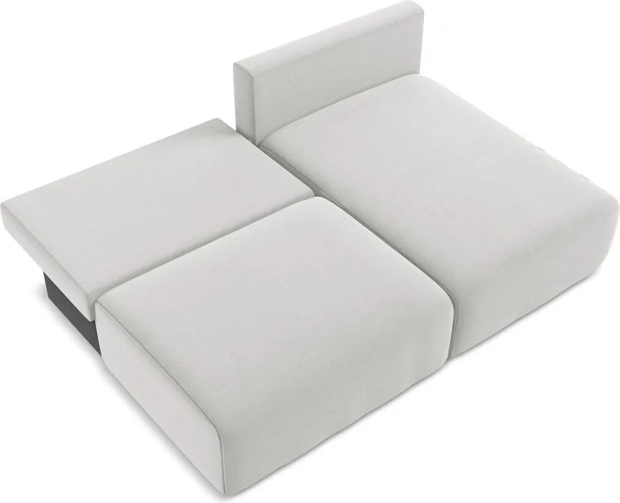 Svetlosivá zamatová rozkladacia/s úložným priestorom rohová pohovka (pravý roh/s leňoškou) Kalena – Makamii