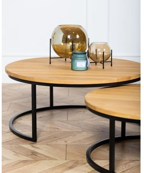 SADA 2x Konferenčný stolík OAKLOFT 38x90 cm čierna/dub