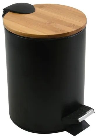 Spirella Spirella pedálový odpadkový kôš adonis matná čierna oceľ bambusové veko 5 l 10.20921
