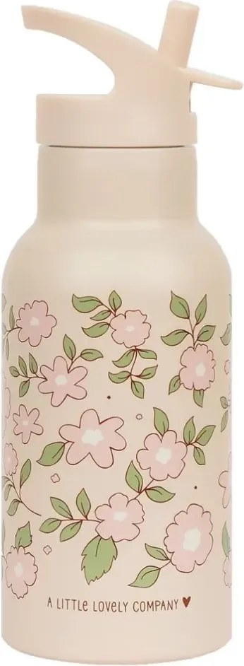 Nerezová fľaša na pitie kvety ružové