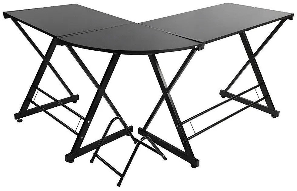 Písací stôl v tvare L- čierny