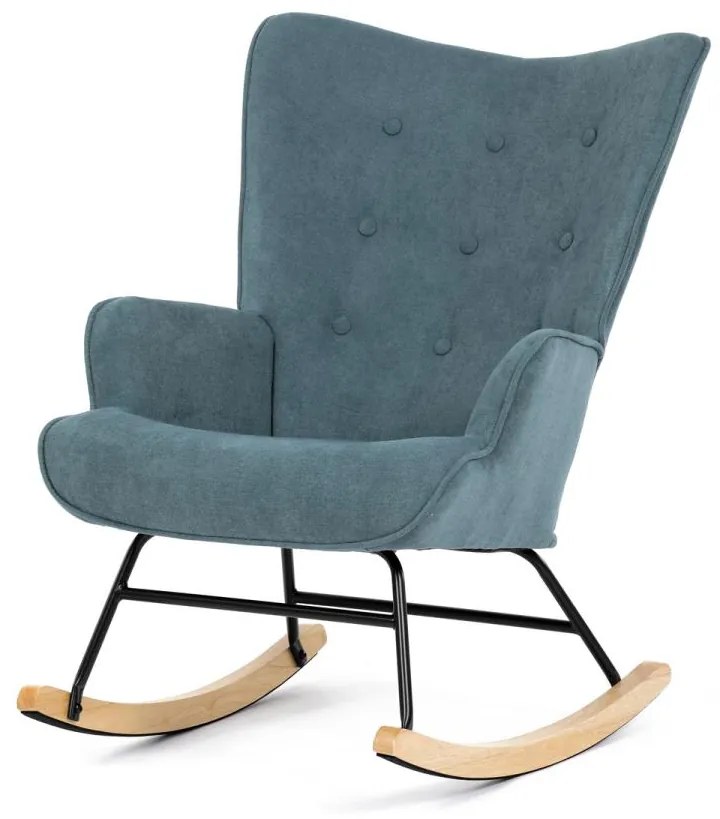 Křeslo houpací AK-371 GRN2 zelená látka, dřevěné nohy, masiv kaučukovník