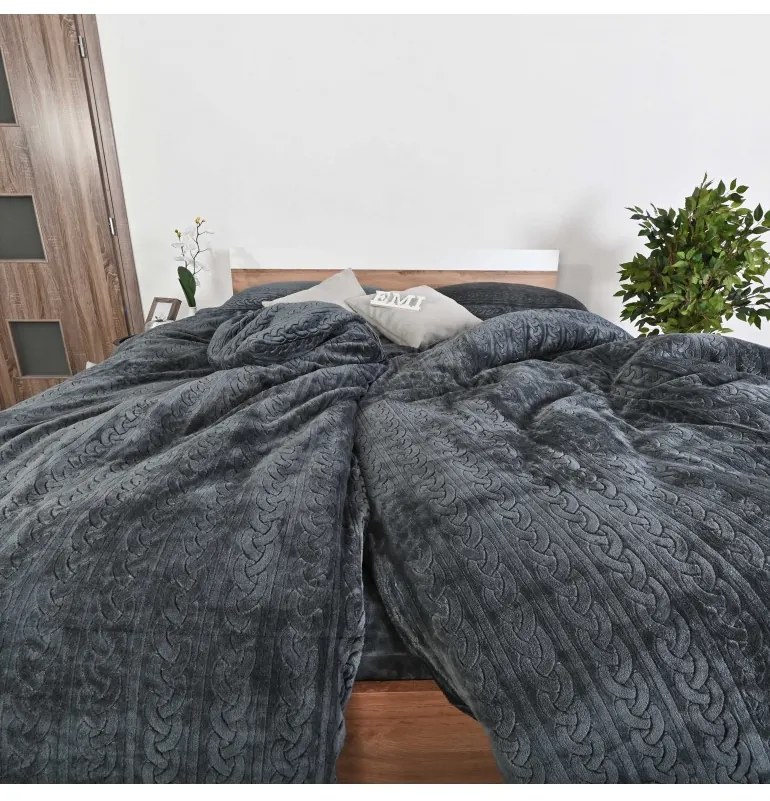 Obliečky z mikroplyšu Banu sivé EMI, Štandardný set jednolôžko obsahuje 1x 140x200 + 1x 70x90