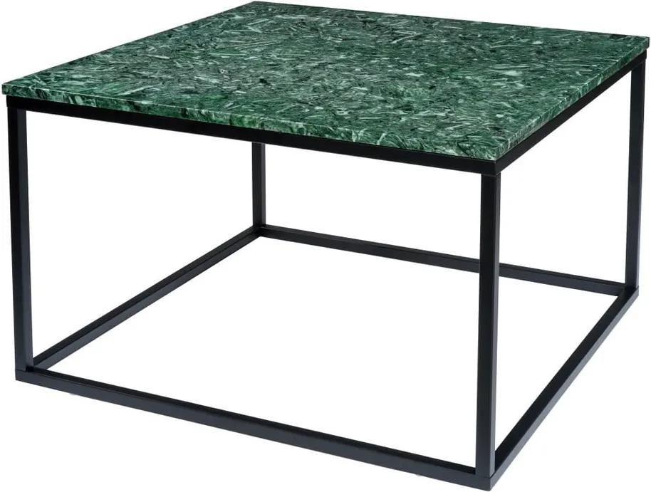 Tmavozelený mramorový konferenčný stolík s čiernou podnožou RGE Accent, šírka 75 cm