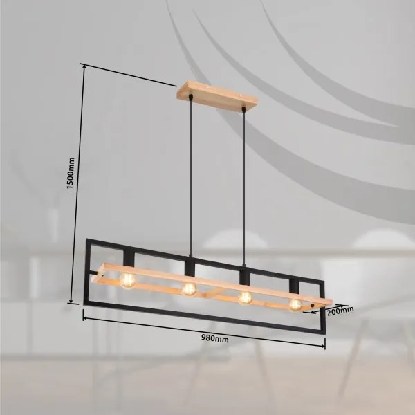 Globo 15575-4H - Luster na lanku ERICA 4xE27/40W/230V čierna/béžová