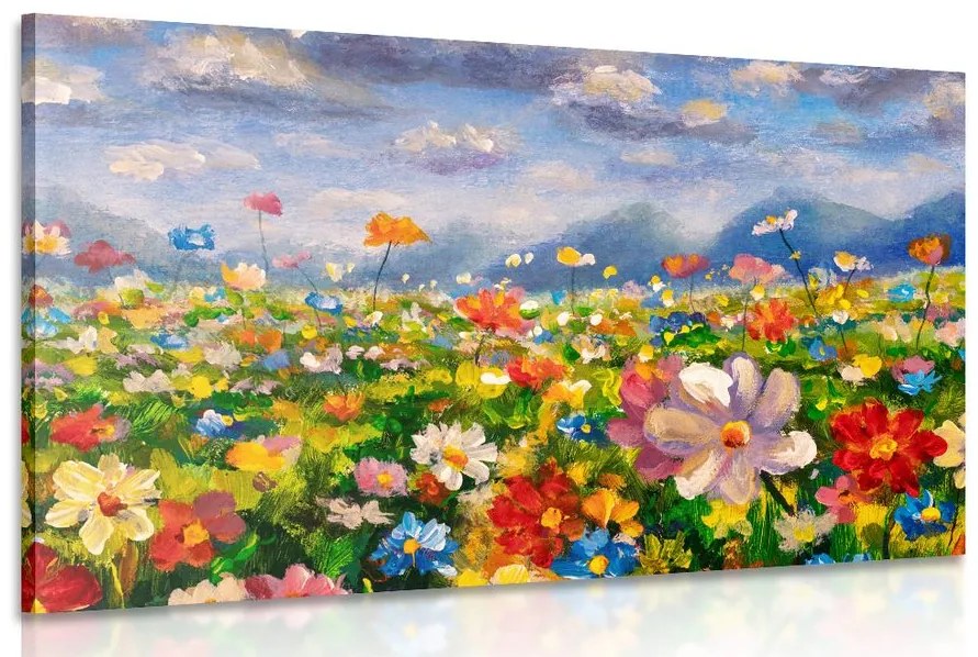 Obraz olejomaľba divoké kvety - 90x60