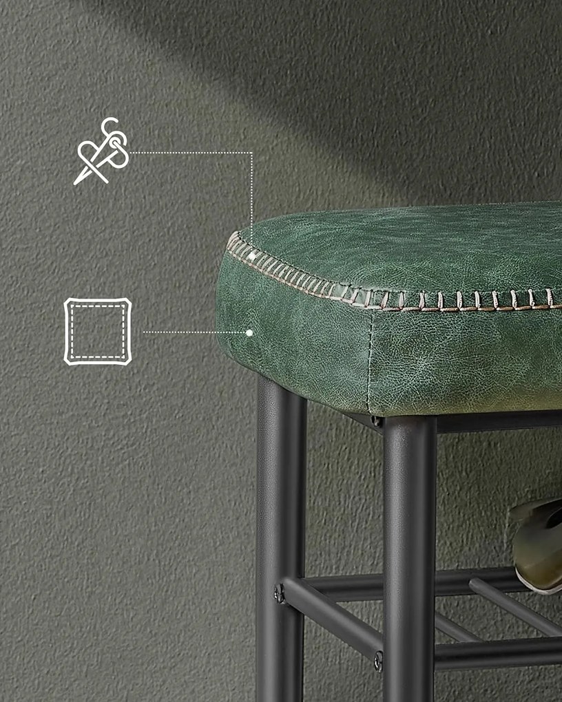 Botník s polstrovanou lavicou Vasagle Stuart lesná zelená