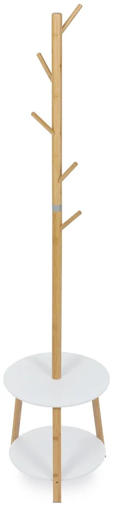 Autronic - Věšák dřevěný stojanový, masiv bambus, bílá barva + přírodní odstín - DR-N1004 WT