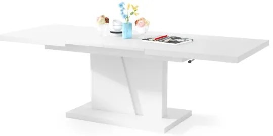 Rozkladací konferenčný/jedálenský stôl s výškovo nastaviteľnou doskou NINO biela