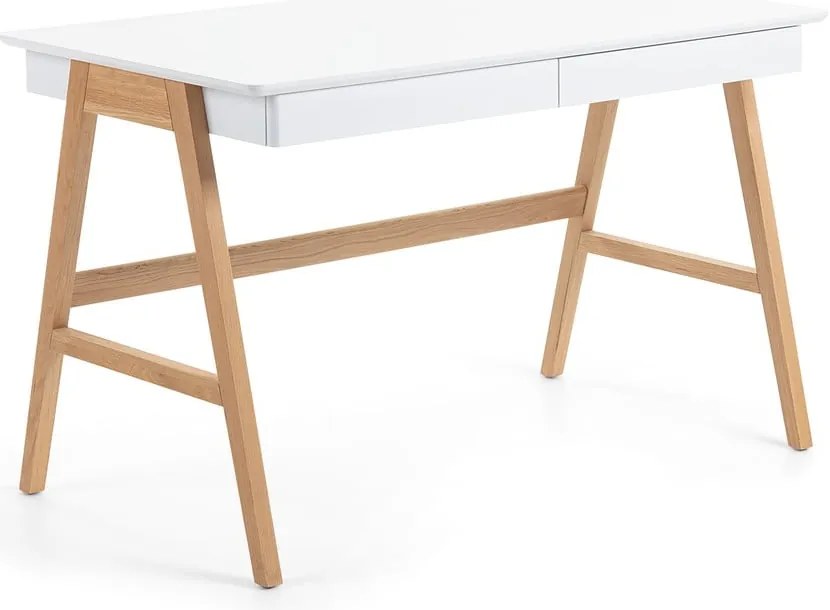 Pracovný stôl s bielou doskou Kave Home Ingo, 120 x 60 cm