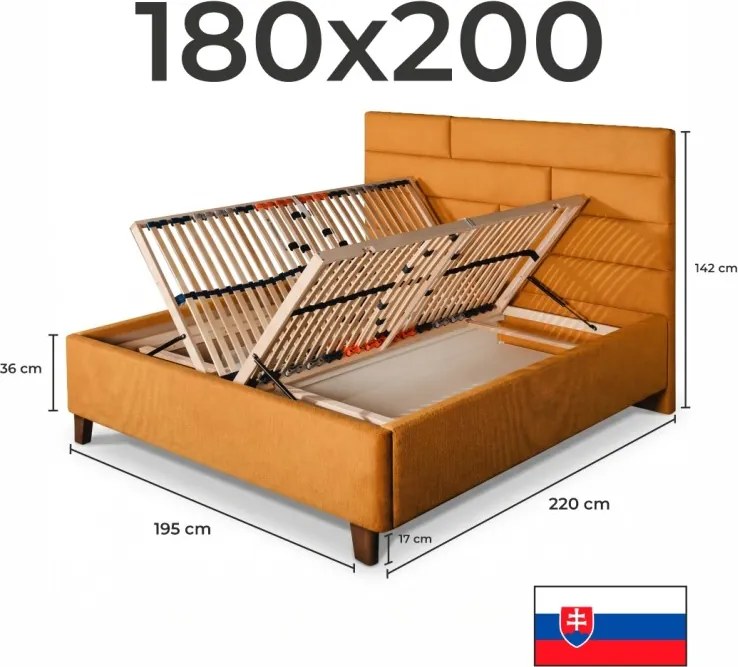 Posteľ čalúnená ANIA + lamelový rošt + matrac EMI