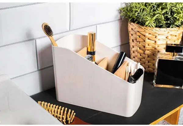 ALTOM Organizér s bambusovými priehradkami, biely OWELEK, S - 10x17x13