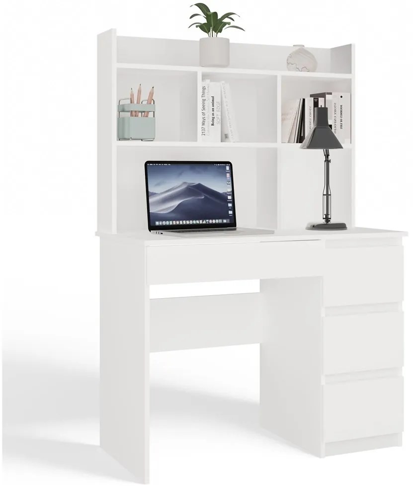 Psací stůl s nástavbou MIJAS pravý matně bílý