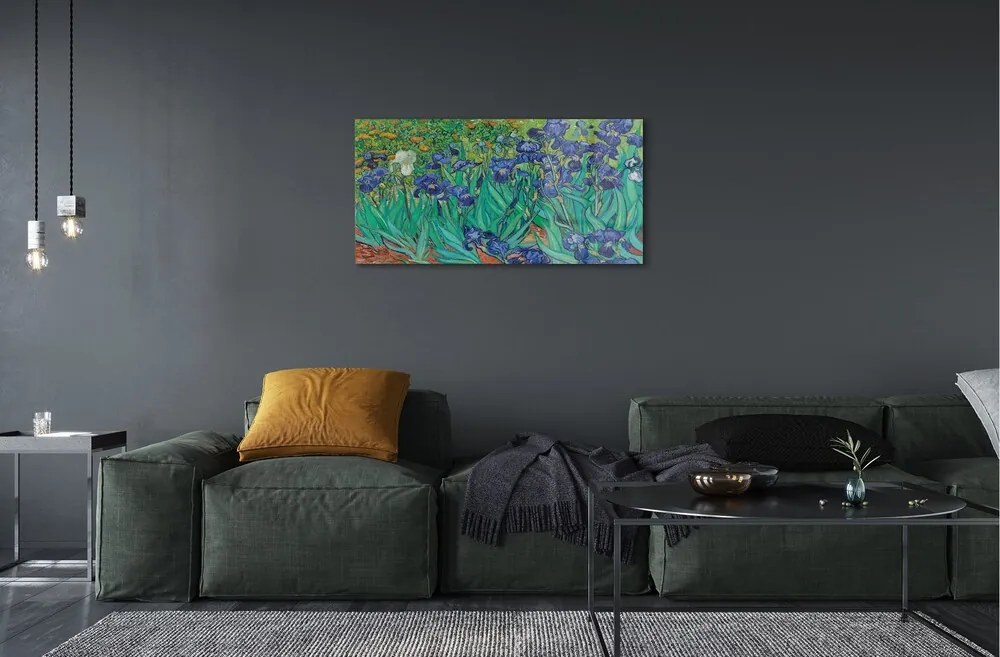 Obraz na skle Umenie kvety dúhovky 100x50 cm