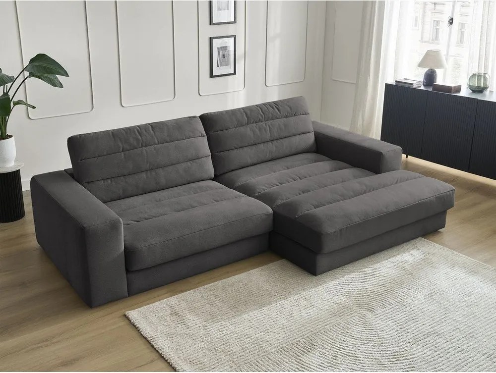 Antracitová zamatová rohová pohovka (pravý roh/s leňoškou) Sierra – Bobochic Paris