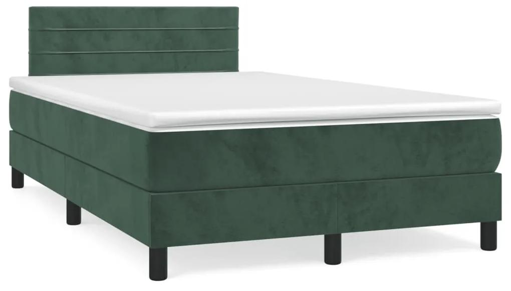 Boxspring posteľ s matracom a LED, tmavozelená 120x190cm, zamat 3270162