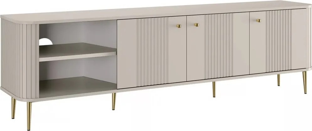 TV stolík Vespera 3D 187 cm - kašmírová / zlaté nožičky