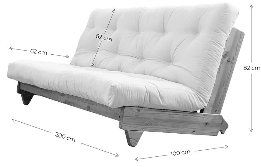 Variabilná pohovka Fresh Clear lacquered/Natural 82 × 200 × 100 cm
