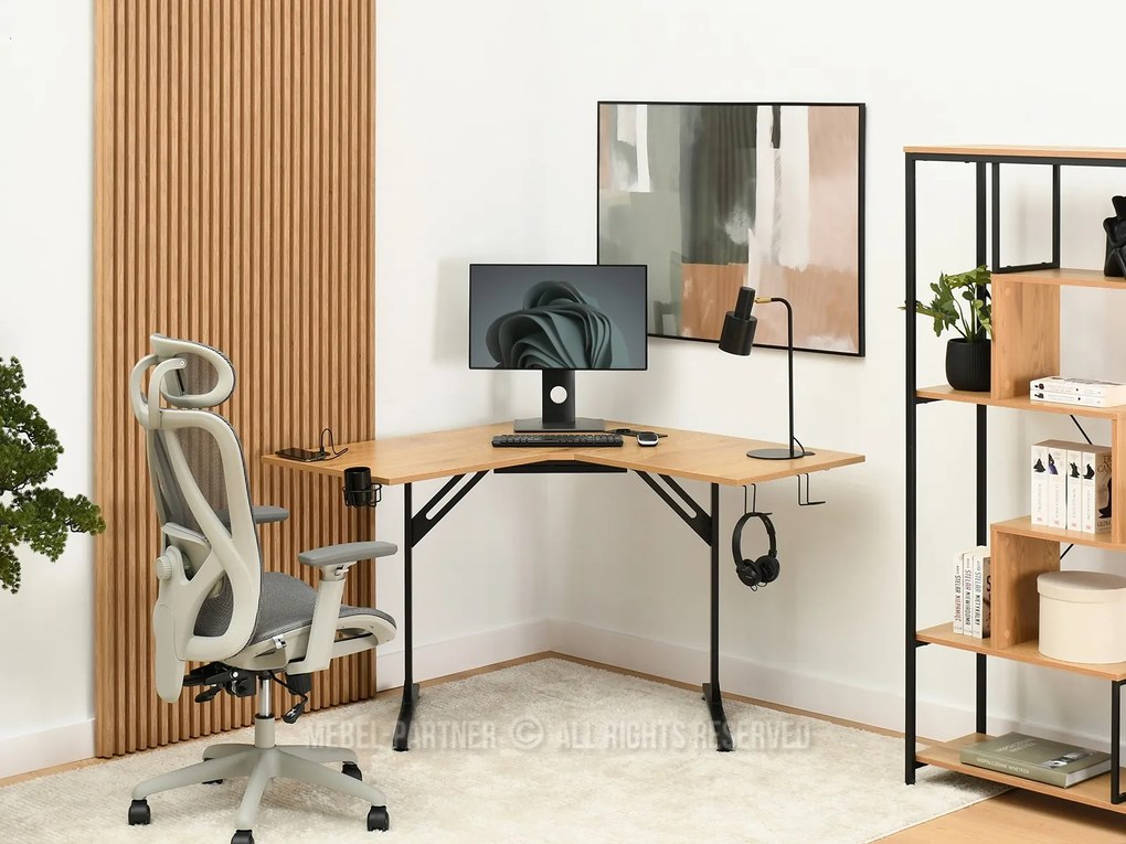 PC stolík Matts C (dub + čierna). Akcia -20%. Vlastná spoľahlivá doprava až k Vám domov. 1109795
