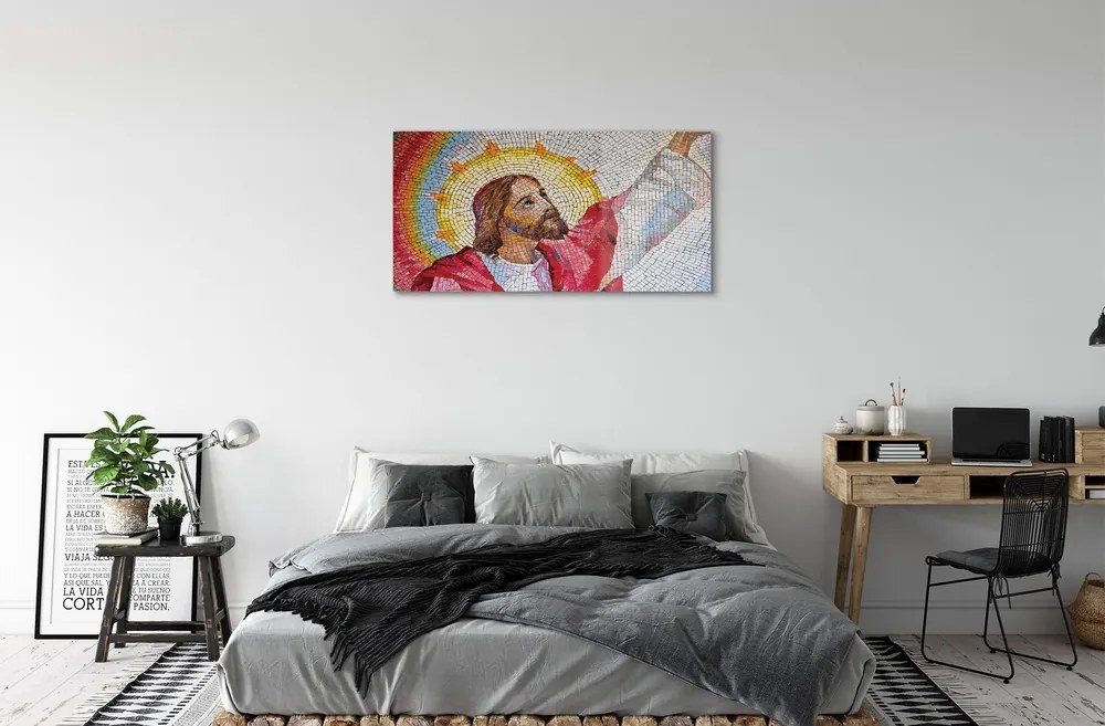 Sklenený obraz mozaika Jesus 100x50 cm