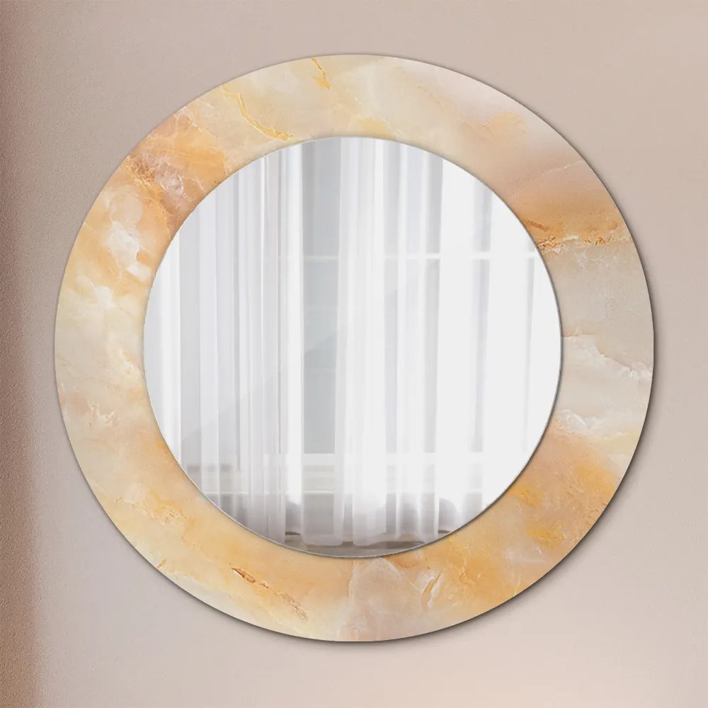 Mramorový onyx Okrúhle zrkadlo rám s potlačou