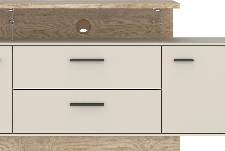 TV stolík Meolo, 191,5 cm, dub cremona/béžový kašmír