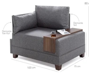 Rohové kreslo TULA, ľavé, hnedé