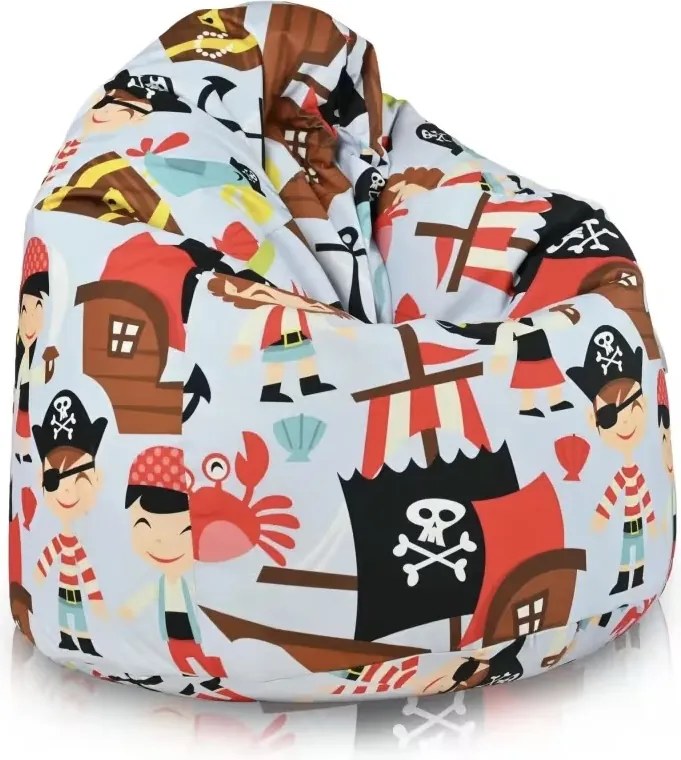 Set 2 detských sedacích vakov Bag Sako L – plyš sivý + Pirát
