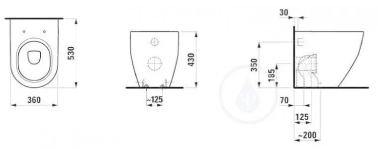 LAUFEN Pro Stojacie WC, 530x360 mm, biela H8229520000001