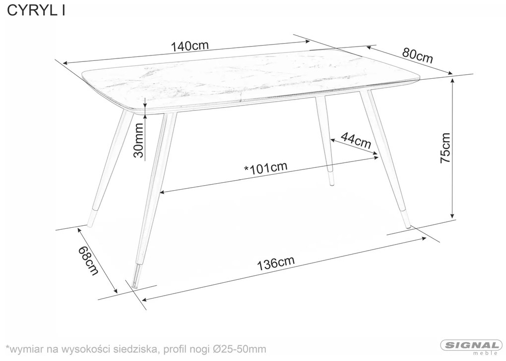 Jídelní stůl Cyryl 140 cm černý