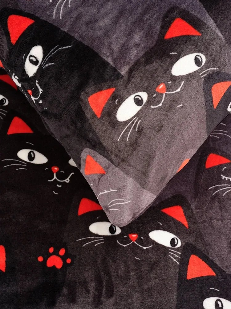 Obliečka na vankúš mikroplyš 70 × 90 cm – Cats 02