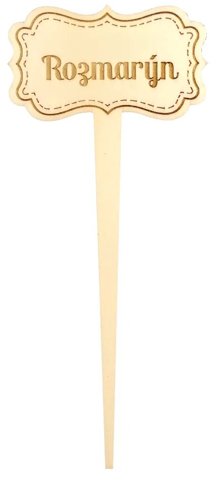 AMADEA Drevený zápich - ceduľka na bylinky Rozmarín, výška 20 cm, český výrobok