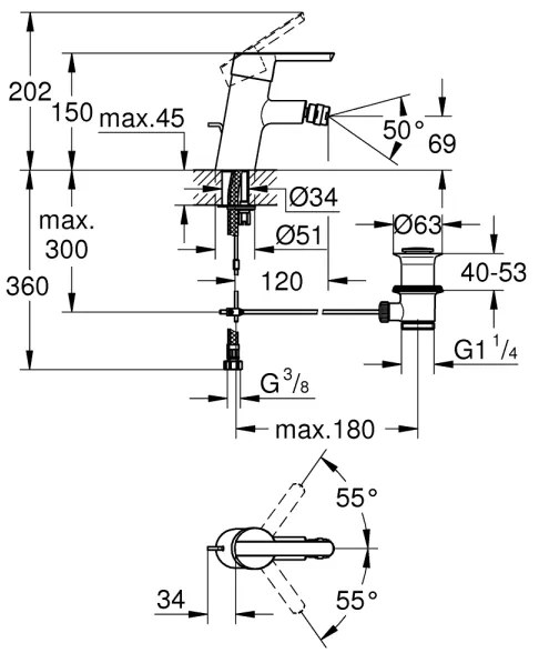 GROHE 32558000 - Bidetová batéria FEEL DN 15 lesklý chróm