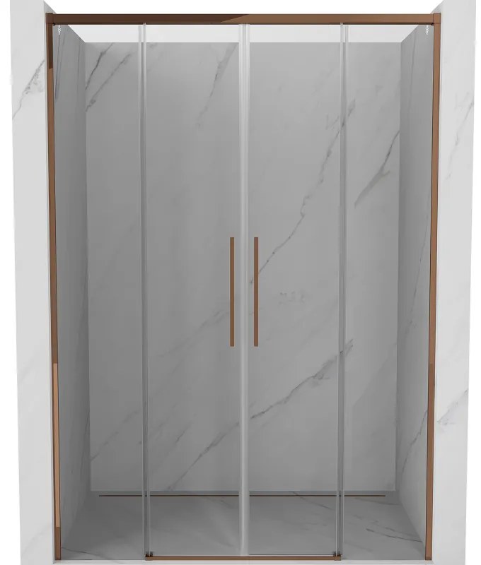 Mexen Rox, posuvné sprchové dvere 160 cm, 8mm číre sklo, ružové zlato profil, 8C2-160-002-60-00