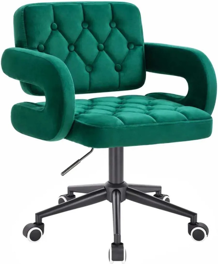 LuxuryForm DESIGN Stolička ADRIA VELUR na čiernej podstave s kolieskami - zelená