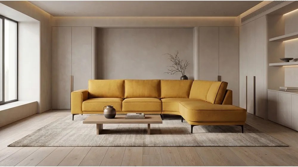 Rohová pohovka v horčicovej farbe (pravý roh) Copenhagen – Scandic