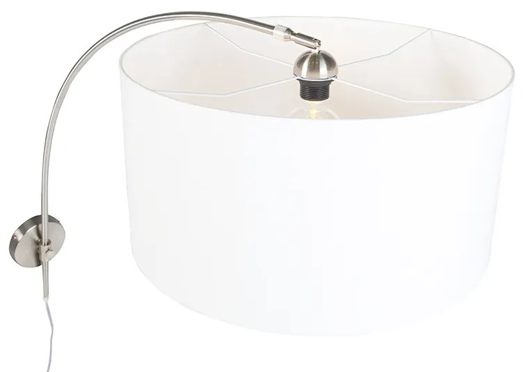 Moderná nástenná oblúková lampa oceľ s bielym tienidlom 50/50/25 nastaviteľná