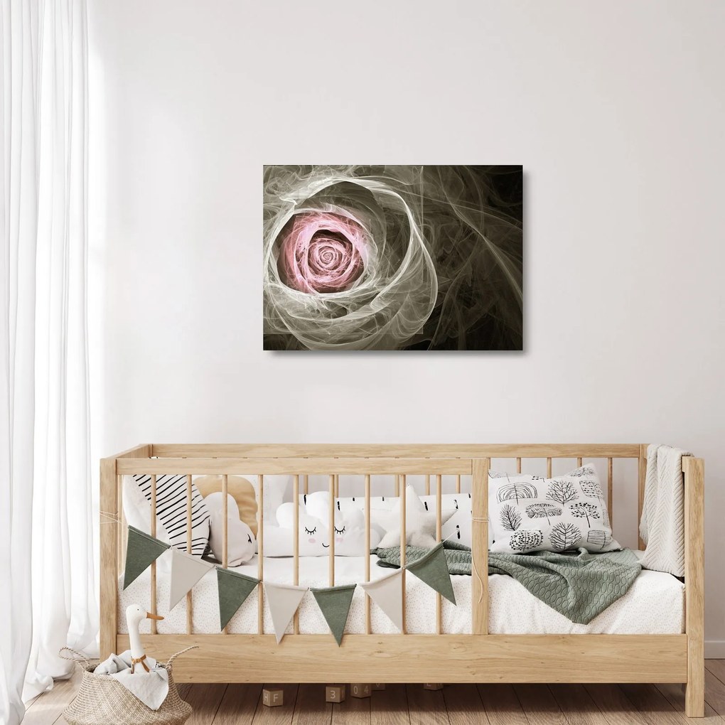 Sklenený obraz - Abstraktné ruže svetlo ružová (70x50 cm)