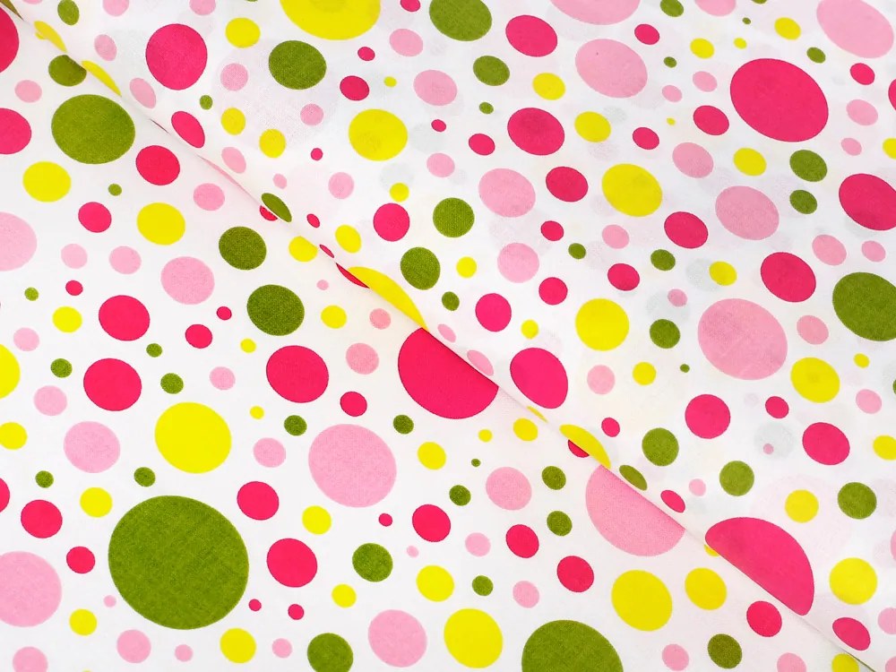 Biante Vankúš valec bonbon Sandra SA-209 Ružové a žlté bodky na bielom 15x40 cm