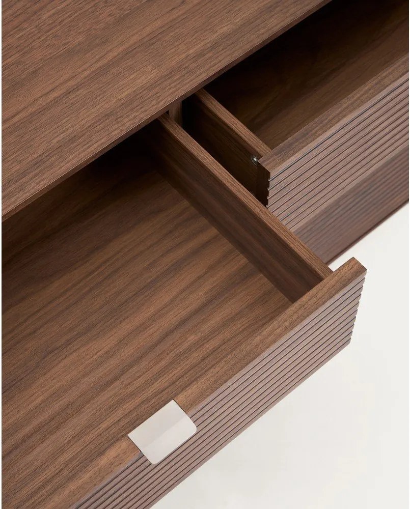 Tmavohnedá komoda v dekore orecha 194,5x78x45 cm Norlen – Kave Home