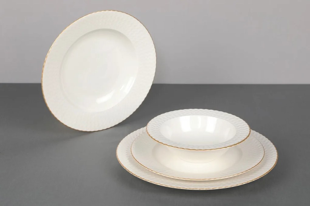 Porcelánová sada 24 ks talířů Whitie bílá/zlatá